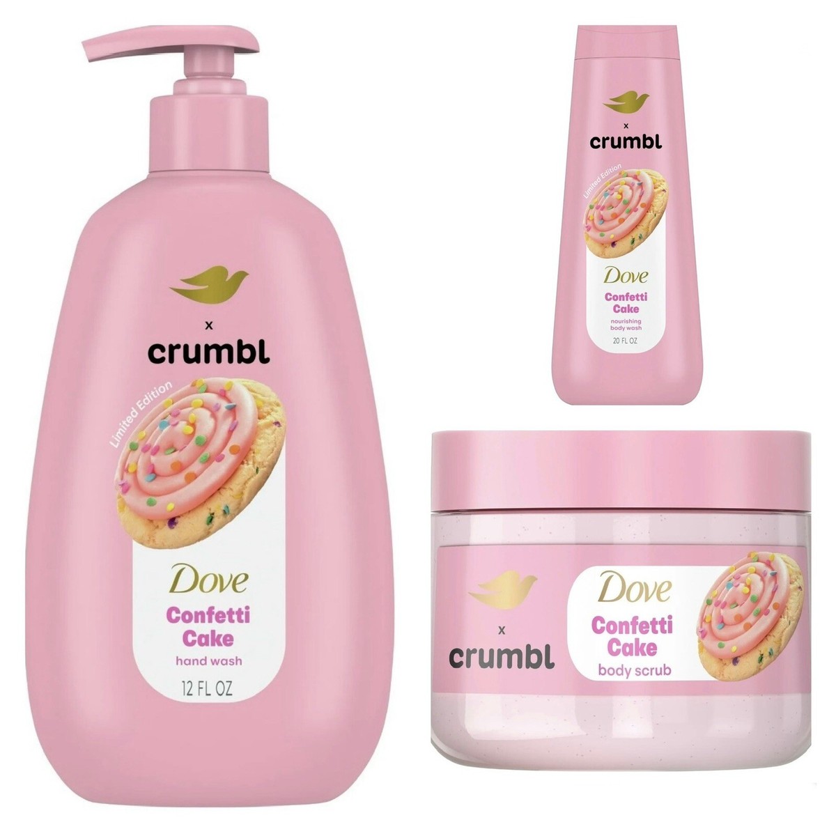 Dove x Crumbl Cookie Body Wash & Hand Wash & Scrub Set Confetti