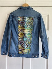 K45 Lularoe Blue Denim Jaxon Jean Jacket Aztec Womens Small