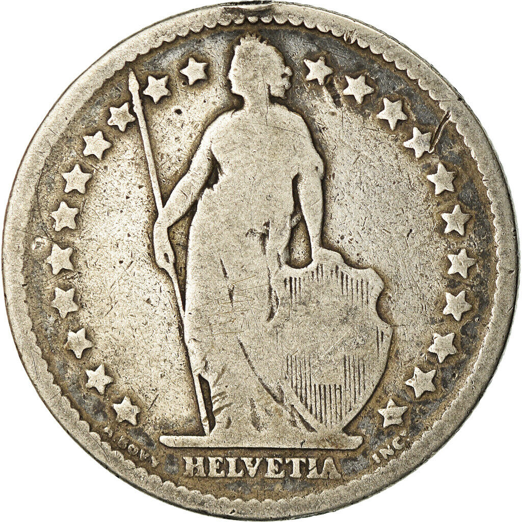 [#870667] Moneta, Szwajcaria, 2 Francs, 1874, Bern, F(12-15), Srebro, KM:21