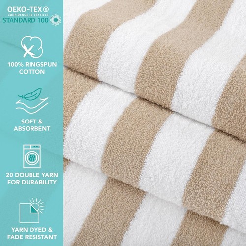 Luxurious Quick-Dry Beach Towels, 4-Piece Set - Oversized 30 x 70 Striped Design - Picture 4 of 12