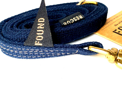 Found My Animal Classic Cotton Dog Leash Hundeleine flach small 15mm NAVY blau