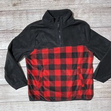 Wonder Nation Boys 1/4 Zip Fleece Pullover Size M 8 . NWT Black  Red
