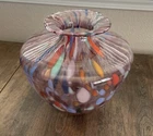 Maestri Vetrai Made In Italy Mouth Blown Art Glass Vase Labels Splatter Confetti