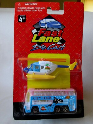 Fast Lane 2-Pack Metro City Tour Bus &amp; #12 Expedition Tour Co. Helicopter Set