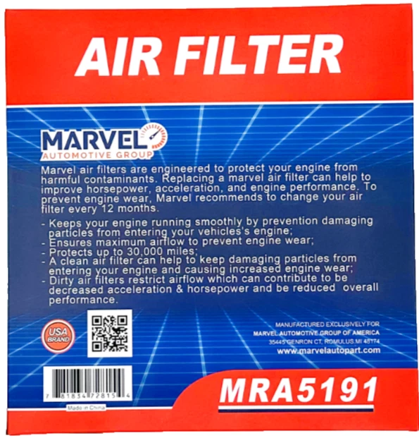 Filtro de aire motor Marvel MRA5191 (5510026AA) para Chrysler Pacifica 2004-2008 Foto 3 de 4