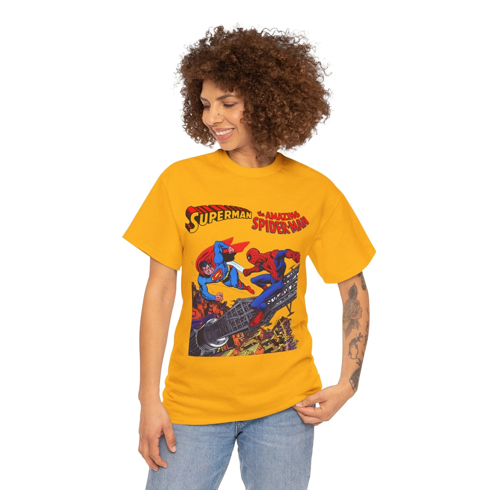 Superman & Amazing Spider-Man T-Shirt - DC/Marvel Comics Crossover - 1970s
