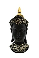Buddha Kopf Spardose 33 cm Schwarz Gold Sparbüchse Feng Shui Dekofigur