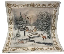 Deer Winter Holiday Home Vintage Christmas Throw Pillow Cover Holiday Home Decor