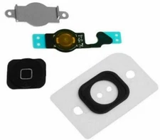 iPhone 5 Home Button replacement BLACK Key Cap + Flex Cable Holder Film NEW