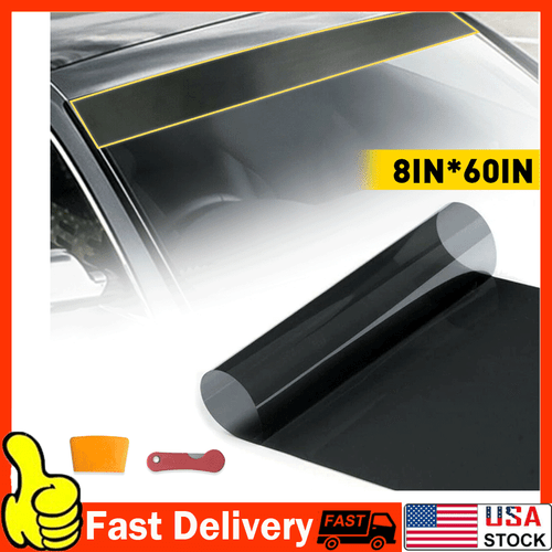 Car Sun Visor Strip Tint Film Front Windshield UV Shade Banner Accessories Black - Picture 16 of 16
