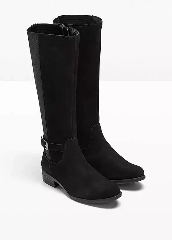 Botas De Ante Negras De Ancho Especial Freemans UK 4 (F735.1)