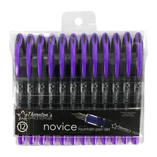 Thornton's Office Supplies Novice Disposable Fountain Pens, Fine Point, Purple I