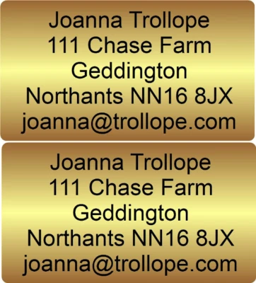 260 Personalised GOLD SILVER or WHITE Printed Sticky Address Labels Stickers