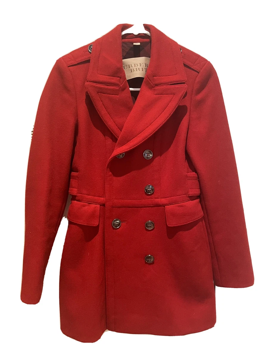 Burberry red wool coat sale