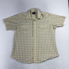 Wrangler Men's Western Pearl Snap Yellow Plaid Short Sleeve Shirt XL