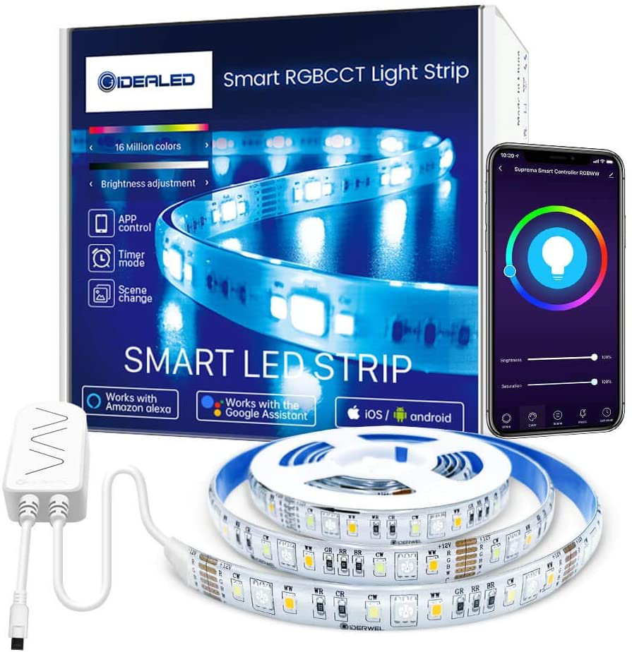 GIDEALED Smart WiFi LED Light Strip RGBWW Kit Work with Alexa/Google  Assistant,A | eBay