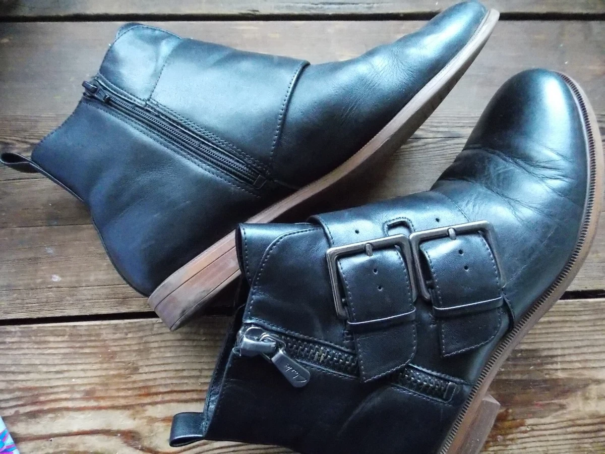 kom over influenza Vægt SIZE 6 (39.5) CLARKS BLACK LEATHER ANKLE BOOTS | eBay