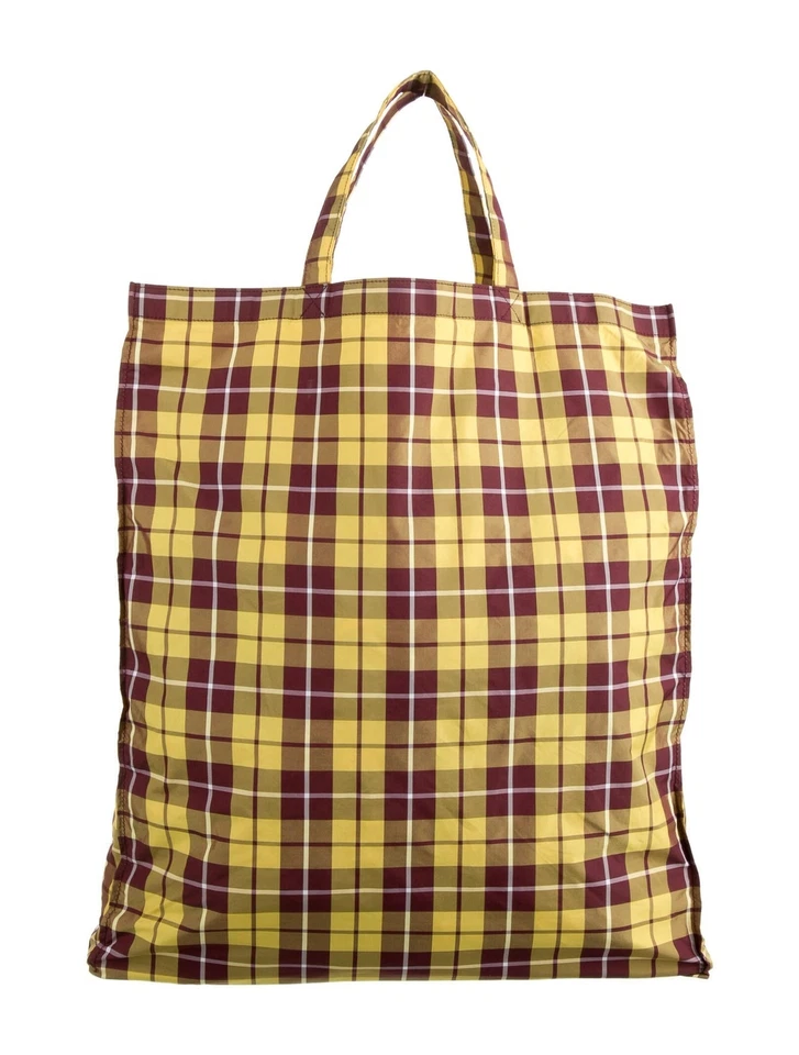 古驰格子 Montecarlo 尼龙托特包 黄色 褐色 260222 — 第 4/4 张图片
