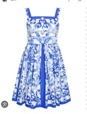 Authentic NWOT Dolce and Gabbana Girls Blue Mojica Dress Size 6