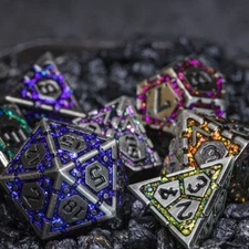 Sage's Infinity Armor Metal Polyhedral Dice Set | Dnddice Dnd Diceset RPG