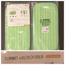 Turbo Mops Reusable Floor Mop Pads-Pack of 2, Machine Washable,12-inch Micro....
