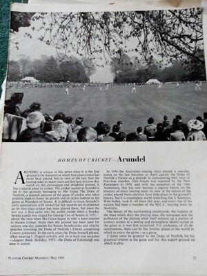 Kvc29 Ephemera 1964 Cricket Bild Arundel Boden 