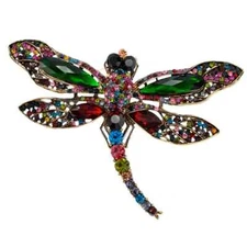 women rhinestone dragonfly brooch, fashion insect coat accessories pin jewelry