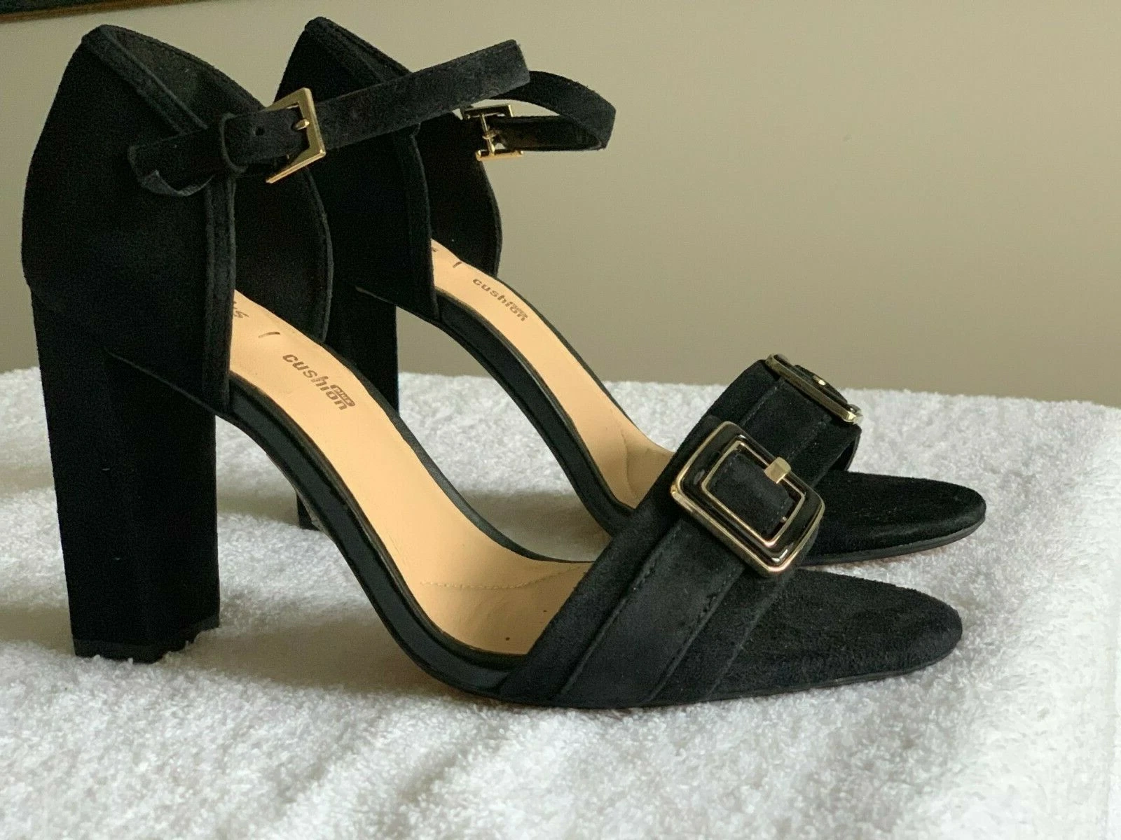 NUOVI sandali Clarks CURTAIN SHINE donna neri scamosciati taglie UK 4 6D