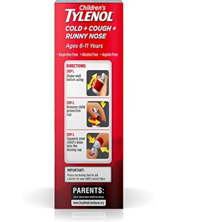 Tylenol Children's Cold, Cough, Runny Nose & Fever Medicine Grape eBay