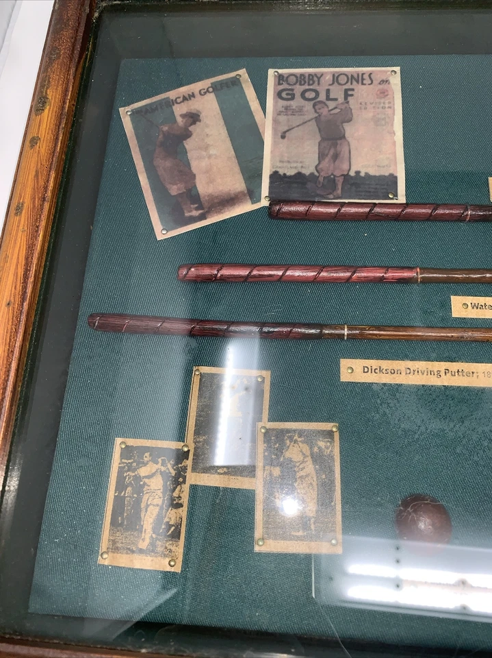 Vitrina de sombra de historia de golf con marco de madera collage de pared Bobby Jones Foto 2 de 4