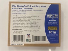 Tripp Lite Mini DisplayPort 1.2 to VGA/HDMI Adapter Converter, Unused