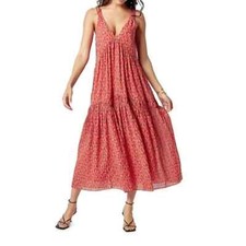 Joie tea rose tiered maxi tank dress lined Cottagecore boho peasant size s