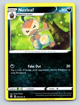 Nuzleaf HP 80 Fake Out Attack Leafy Green Pokémon Card Special
