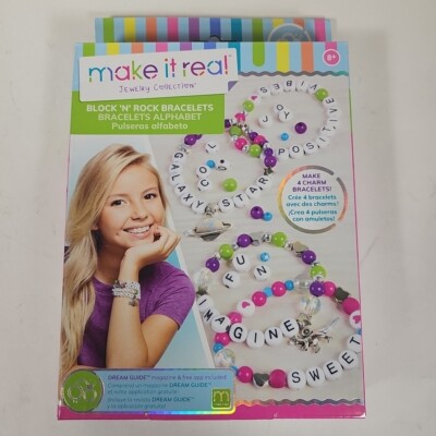 Make It Real: Block  N Rock Bracelets Kit - Create 4 Unique Letter Charm...
