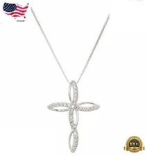 Infinity Cross Necklace Pendant Jewelry Fashion Silver Plated Cross Lab-Created