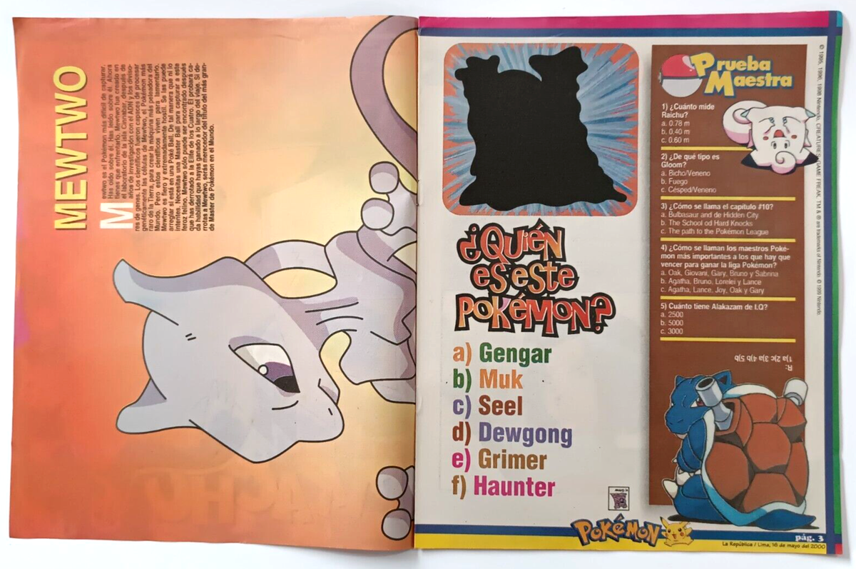 2000 POKEMON Vintage Magazine #12 PIKACHU Special Edition PERU