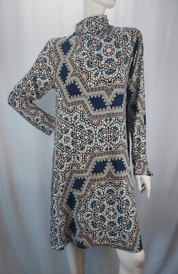 Anthropologie Maeve Damen Kleid Rollkragen Kaleidoskopmuster Gr. XL Baumwolle
