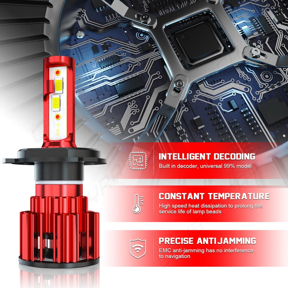 For Infiniti Q45 1997 1998 - 4pcs Combo LED Headlight High Low + Fog Light Bulbs - Image 4 of 4