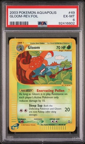 Pokemon WotC Aquapolis Reverse Holo Card #49 Gloom PSA 6