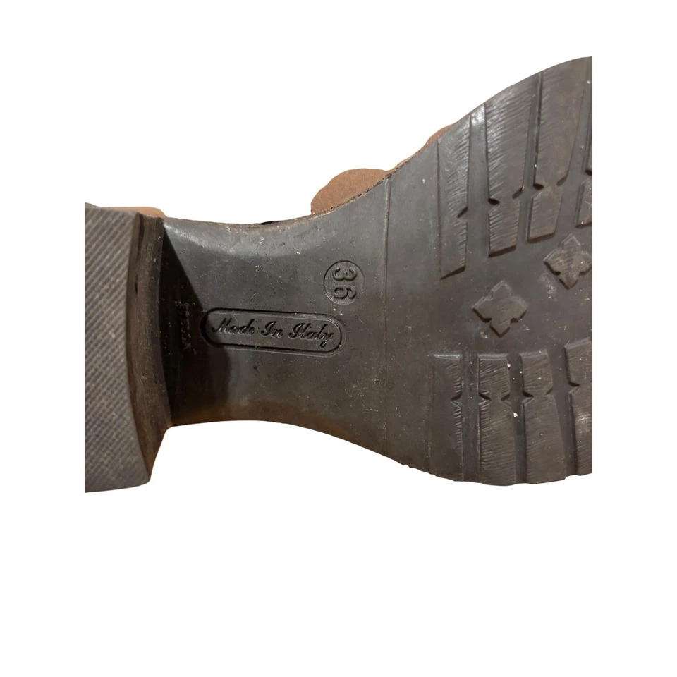 Paola Firenze 棕色意大利皮靴金色拉链女式 36 码英国 5.5 美国 — 第 4/4 张图片