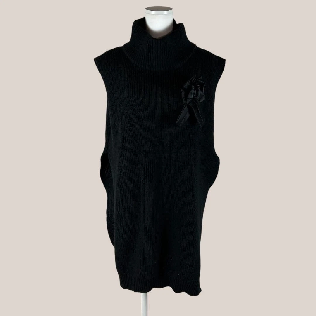 sacai 2013 gilet in maglia collo alto con corsetto vestito nero