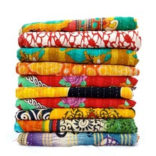 5 PC wholesale Lot Throw Blanket Kantha quilt Indian Vintage Cotton Bedspreads