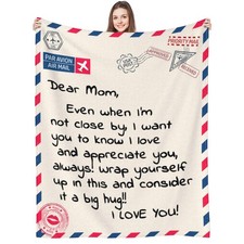 Dear Mom Blanket Gift 50x60 from Daughter Son for Anniversary Mother's Day