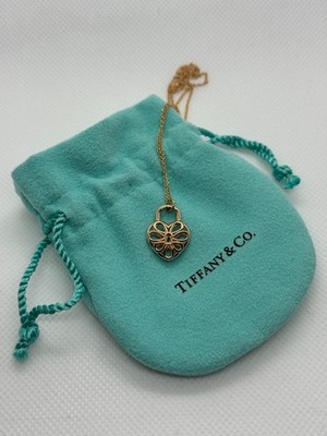Tiffany Necklace, Filigree Heart Lock, 750 Gold