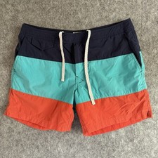 J. Crew Men's Multicolor Striped Swim Trunks Mesh Lined Size 33 100 Nylon