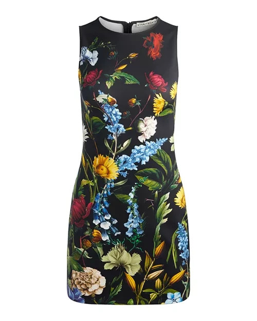 Alice + Olivia Wynell Floral Mini Dress - Social Hour Black