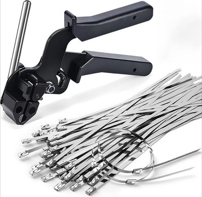 Metal Zip Ties with Stainless Steel Cable Tie Gun, Special Tool For Silver