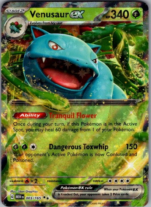 151 VENUSAUR EX 003/165 RR POKEMON HOLO NM