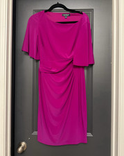 Lauren Ralph Lauren Purple Sheath Dress Ruched Stretch Boat Neck Size 8