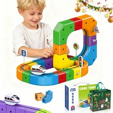 Electromagnetic train track collection, 3D anti-gravity flexible tracks and DIY